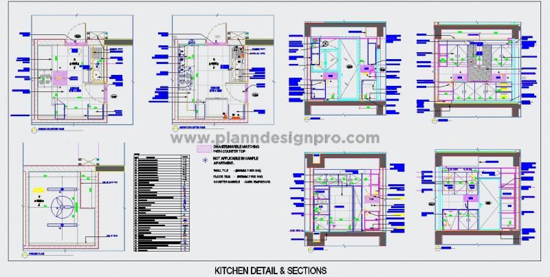 L Shape Modular Kitchen CAD Design with Dry and Wet Areas